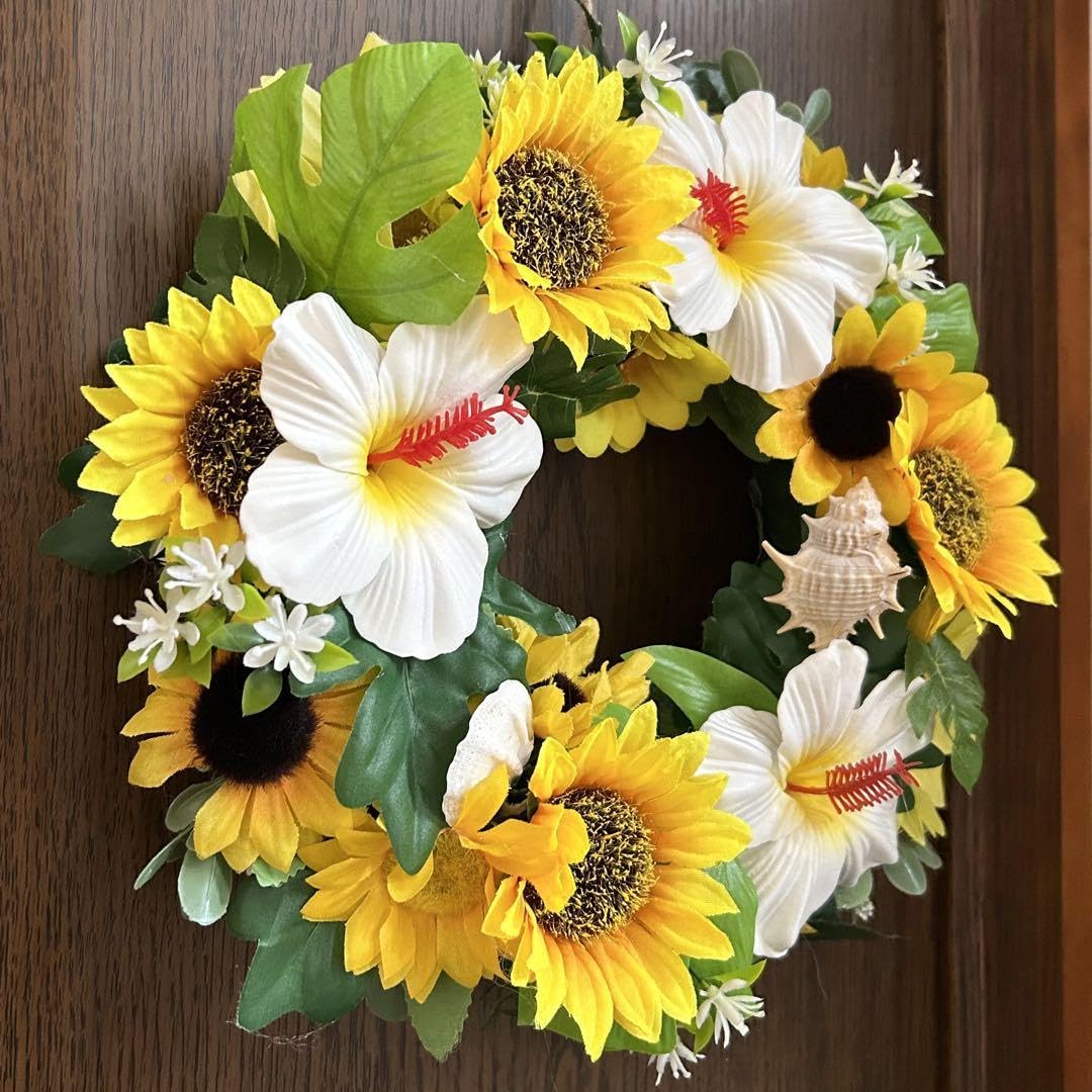 Amazon.co.jp: サマーリース ＊プルメリアとひまわりの夏リース ＊玄関